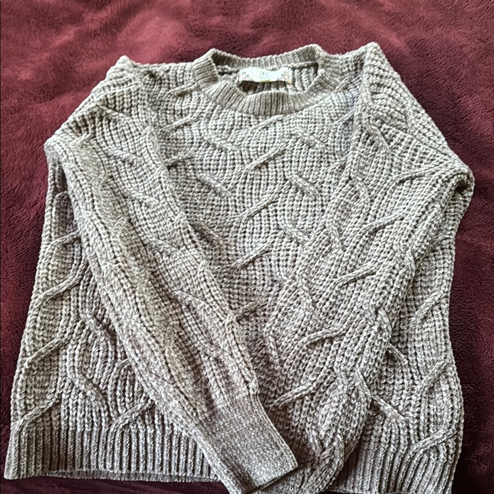 Pink Rose Gray Crew Neck Jacket